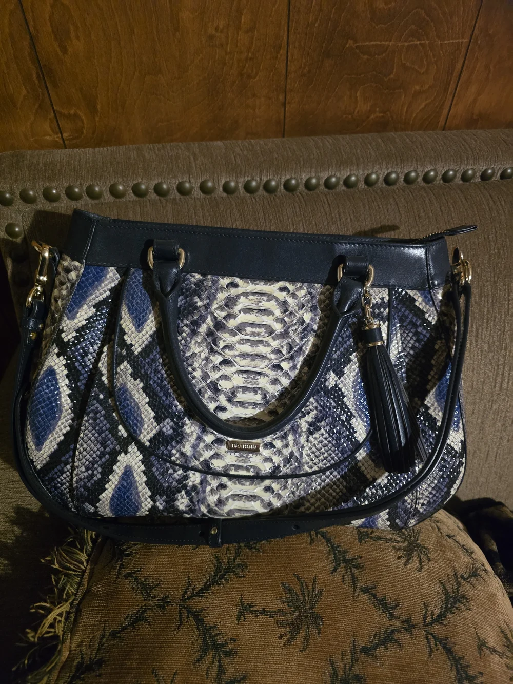 Brahmin Raelynn Ballington Satchel in Cobalt blue snakeskin W/ Matching Wallet - Picture 2 of 16